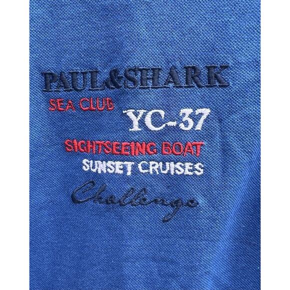 Paul Shark Yachting Polo Shirt Mens Size L Short Sleeve Royal Blue Patch Logo - Picture 3 of 12